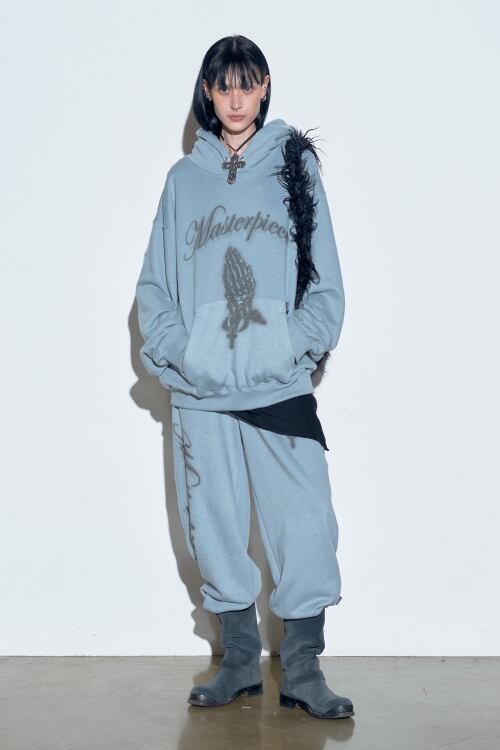 SCULPTOR] Praying Hoodie Ash Sage | もごつ