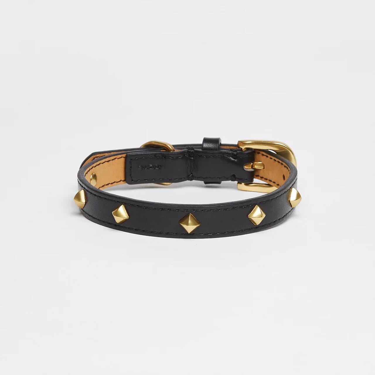 GOLDEN RIVET LEATHER COLLAR(BLACK) / OVER GLAM
