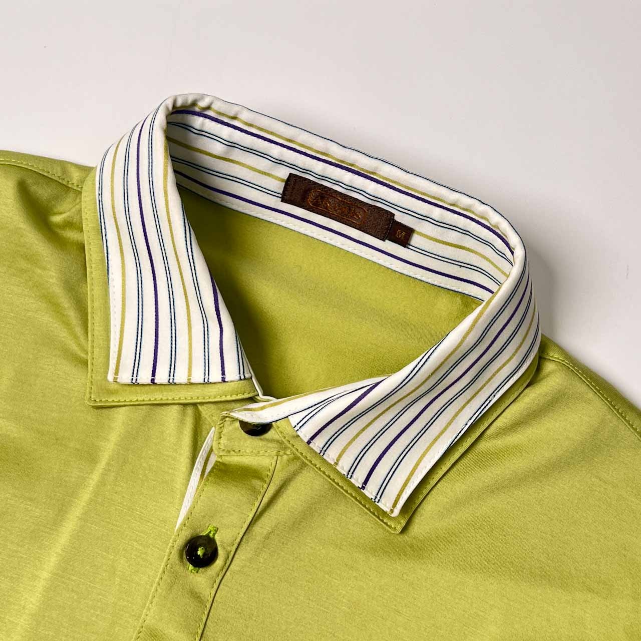 ARAMIS アラミス 二重襟 デザイン 天竺 半袖ポロシャツ M/グリーン メンズ