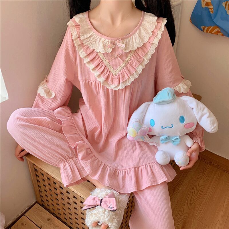 レースラウンドネックスプリングオータムスタイルレギンス ロング 大人ガーリー スウィート キュート カジュアル 春物 秋物 Oネック 萌量不足48069867115