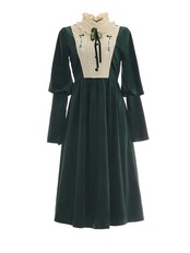 【0121】Green Velvet Puff Long Sleeve Dress