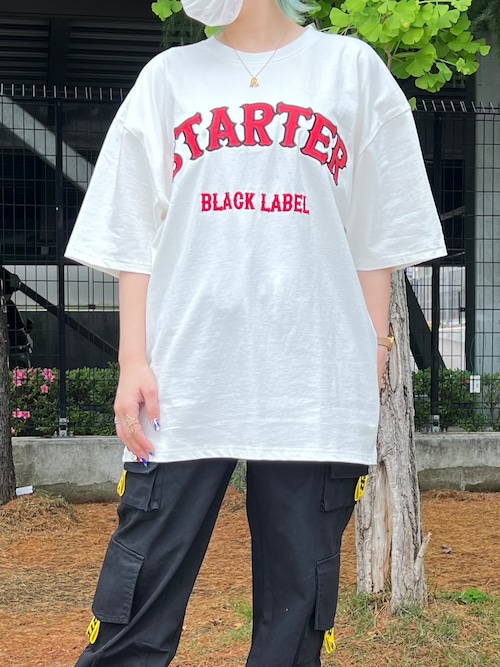 STARTER BLACK LABEL(スターターブラックレーベル) フロント刺繍 ビッグシルエット Tシャツ ホワイト ST-ST039