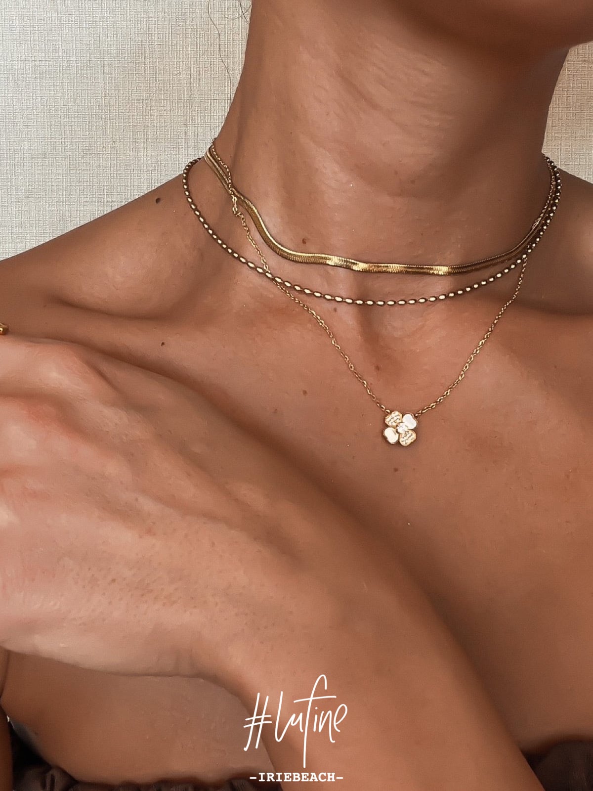 lufine】shell cz clover necklace | IRIEBEACH