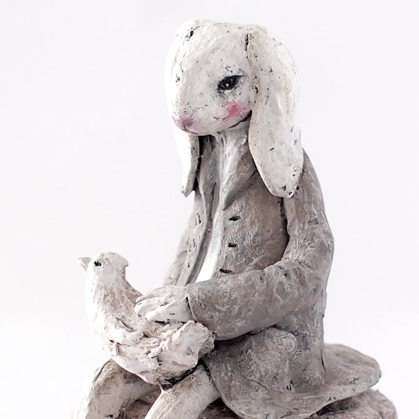原画 アクリル画 「白文鳥」 F0パネル うさかみ 原画アクリル画「白文鳥」 F0パネルうさかみ