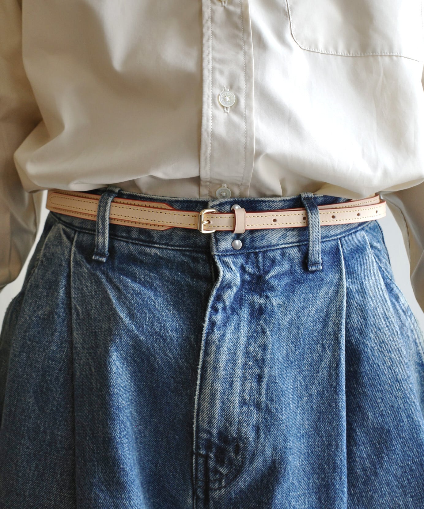 UNUSED / UH0632 LEATHER BELT(BEIGE) | AfterSchool (アフター
