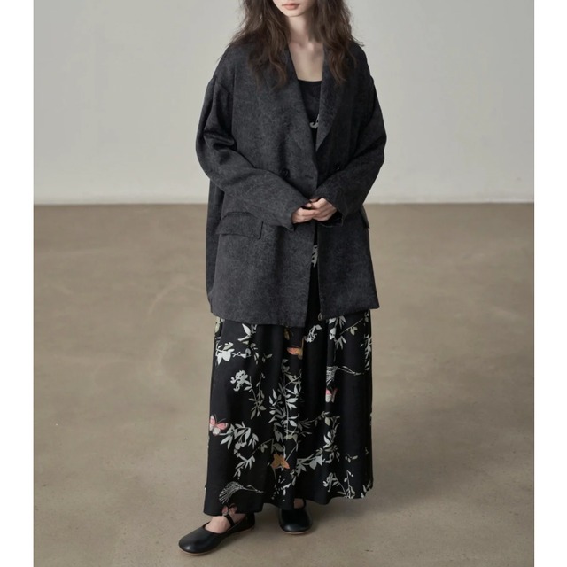 Melt cracked texture oversized jacket C1373