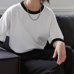 クルーネックパイピングTシャツ R00711