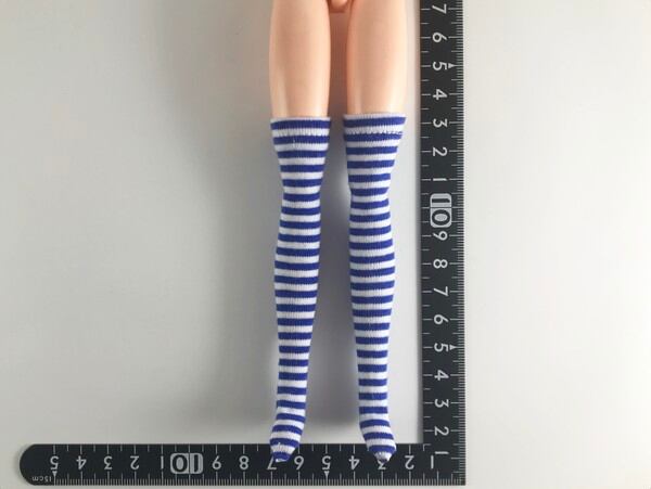ドールアクセサリ 1/6 女性用 靴下 ストッキング 紺白縞 TKDG23G85-22 - 画像1