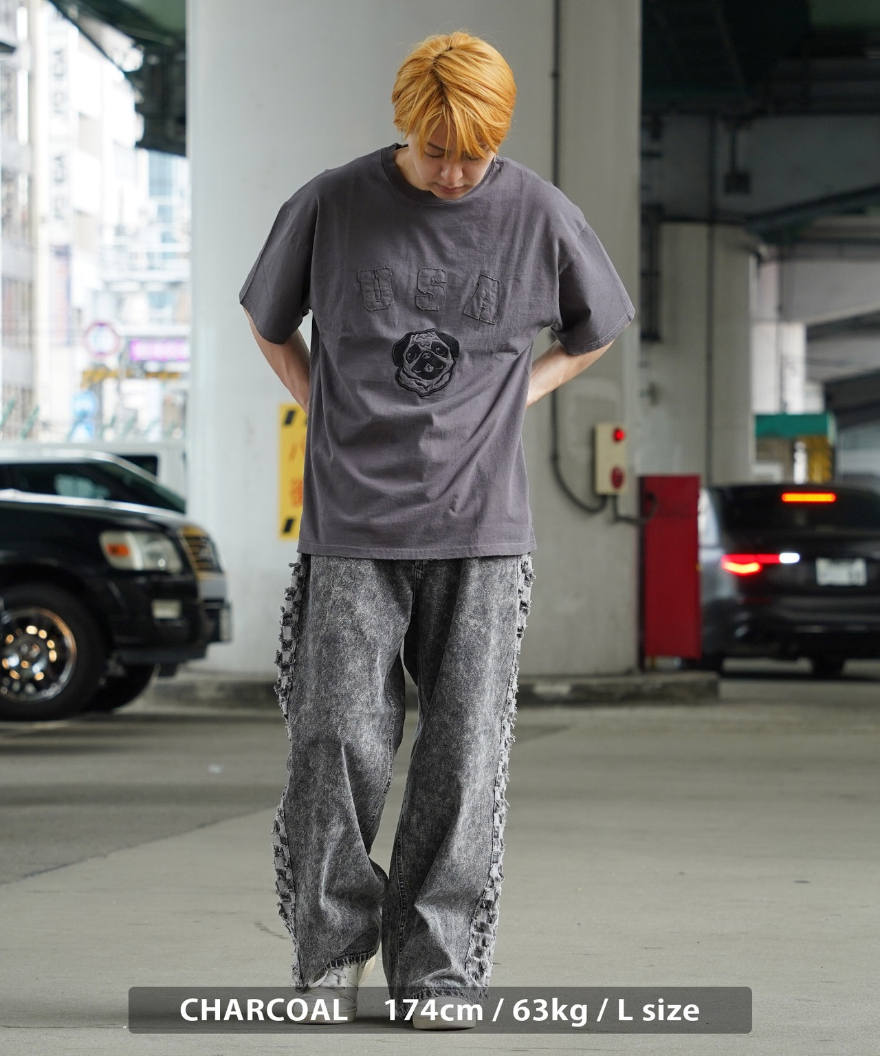 ＼SALE／◆パグ ダメージ Tシャツ◆ef-l02142e