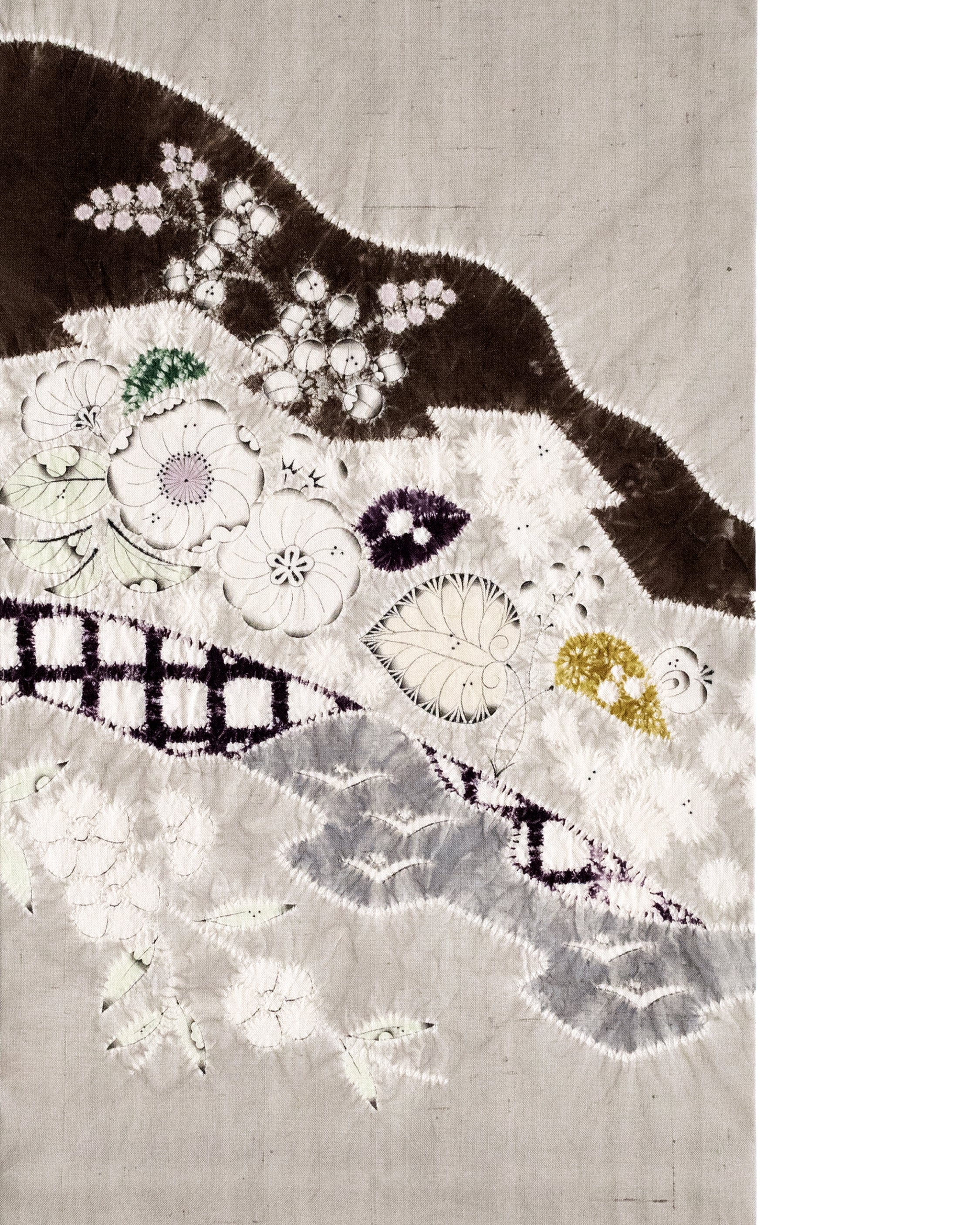 森健持作 辻が花の模様 紬地 名古屋帯【未使用品】 | きものはちす