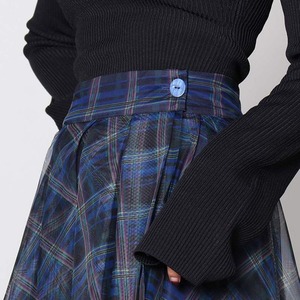 Asymmetrical Mesh Plaid Skirt / アシンメトリー メッシュ チェック スカート