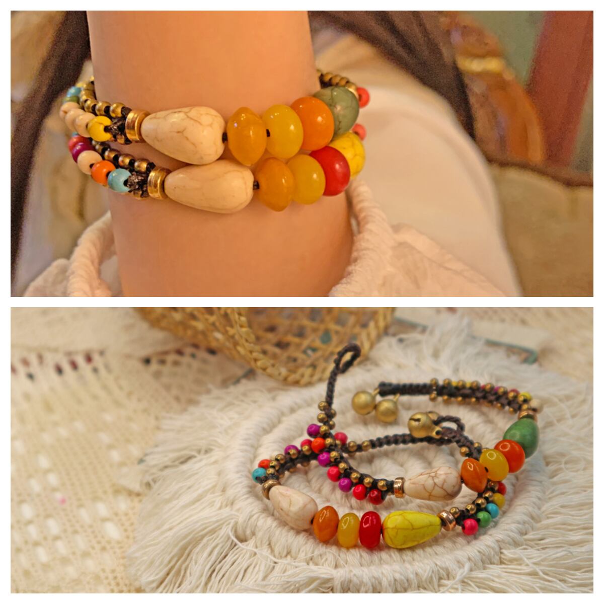 エスニックスタイルスタンダードアクセサリー カラーブレスレット レトロ ターコイズ 延命家ファッション82851815784