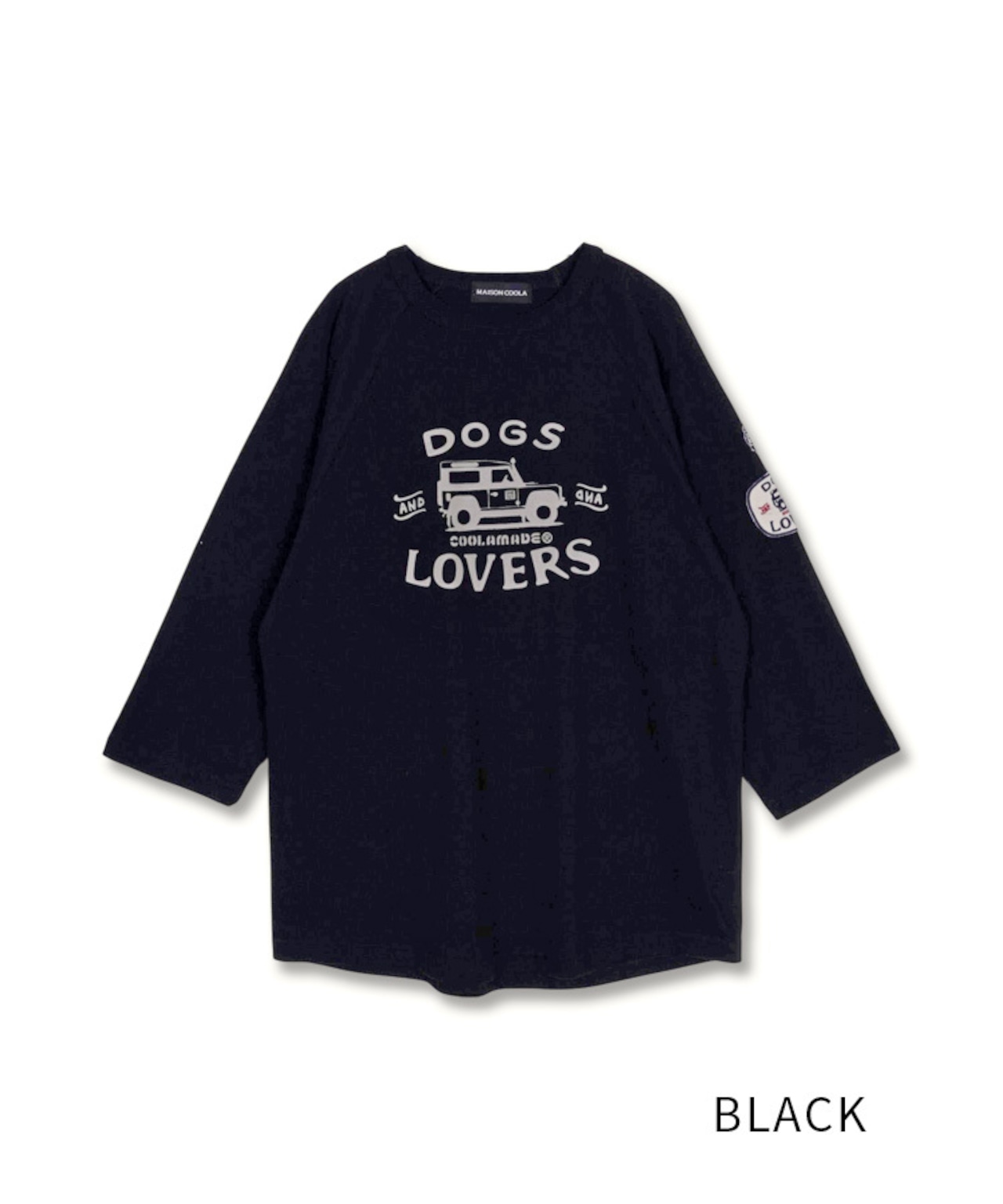 DOGS LOVERSプリントラグランスリーブTシャツ (BLACK)　CQ-49021