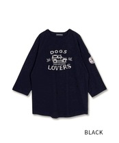 DOGS LOVERSプリントラグランスリーブTシャツ (BLACK)　CQ-49021