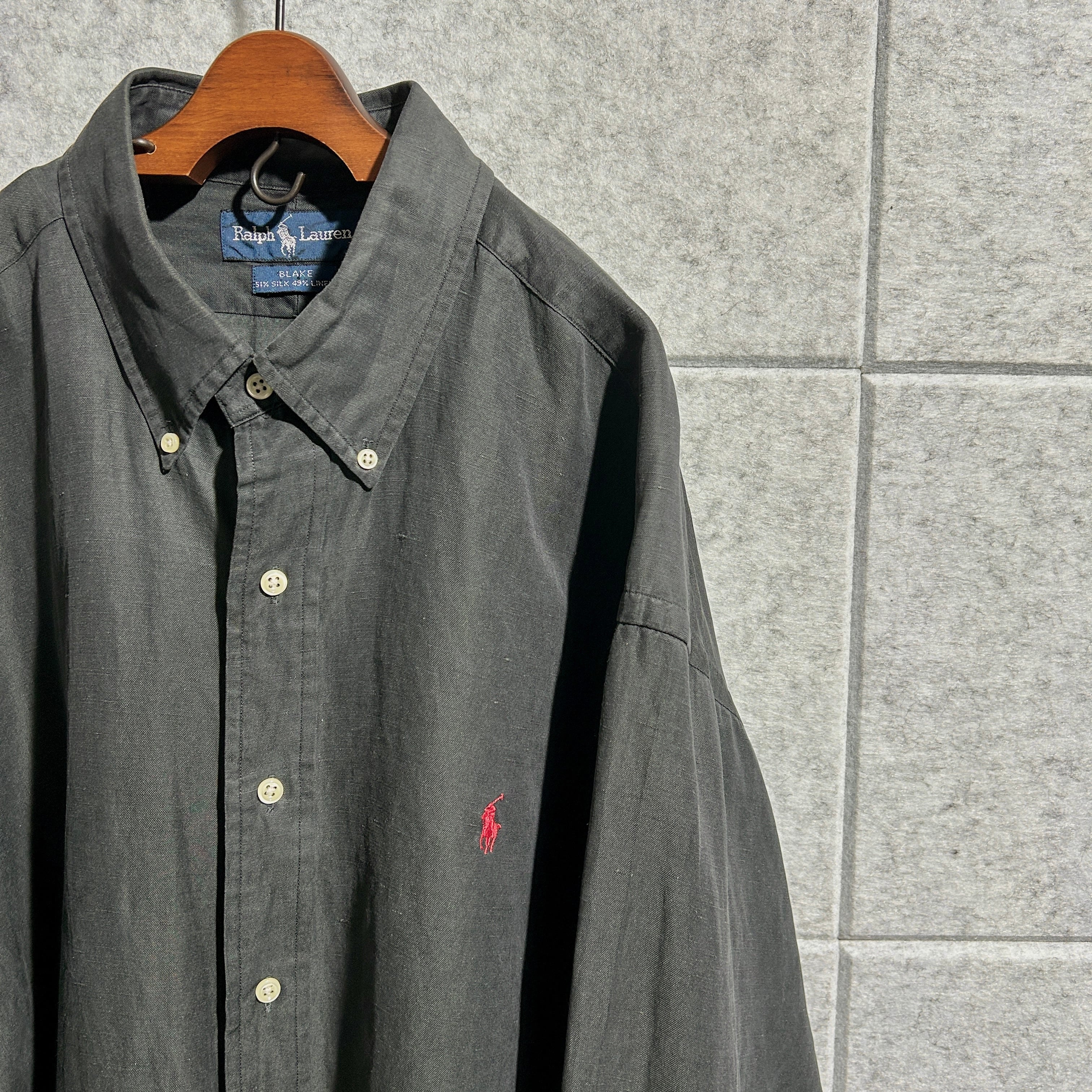 Polo Ralph Lauren】【BLAKE】XL silk linen B.D.shirt ポロラルフ
