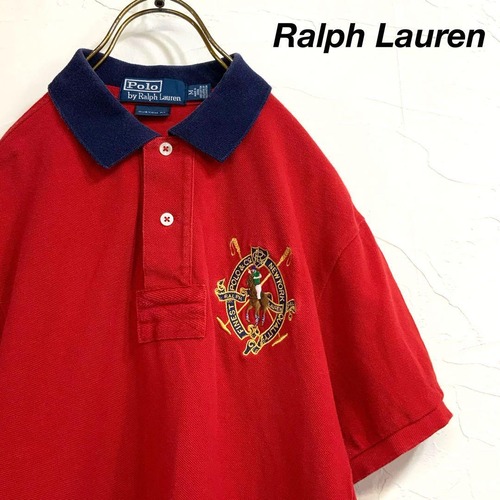 美品 POLO by Ralph Lauren ビッグ刺繍 ラガーシャツ ポロ