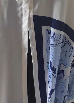 スカーフデザインシャツ ブラウス オフィスカジュアル エレガント E790