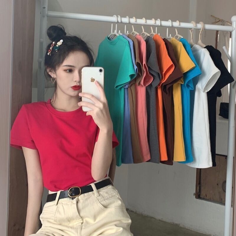 ホワイト半袖Tシャツレディース2020年夏新バージョンスリムスリミングショートアンビリカル露出ショートネットレッドウエスタンスタイルアッパー服 1号婦人24004926746