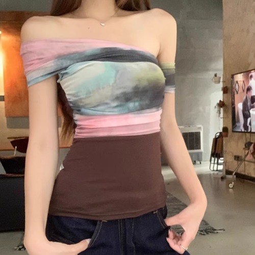 アシメ袖タイダイ切り替えトップス ・10960