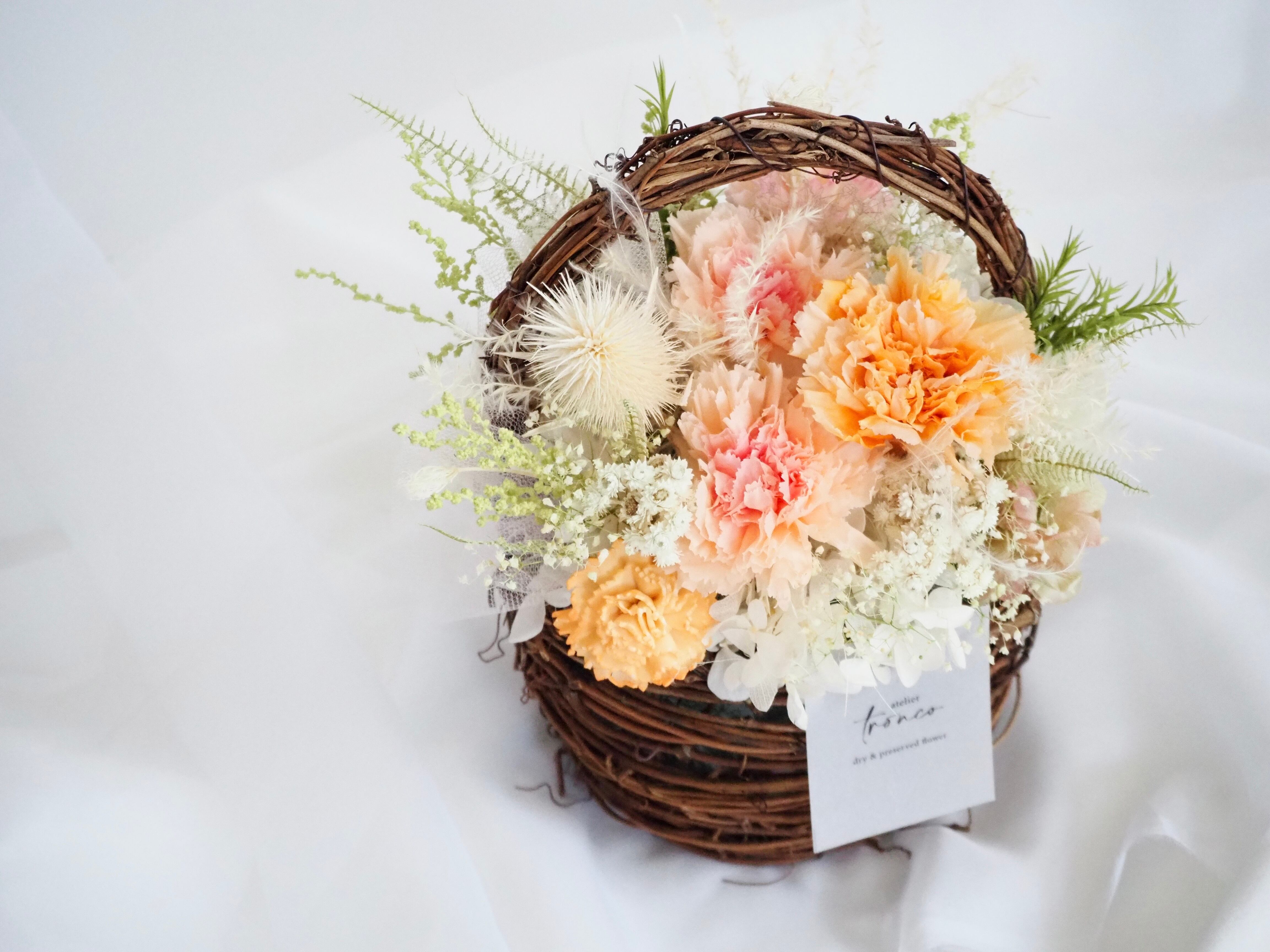 ふわふわパンパスとプリザーブドフラワーのスワッグ flower swag