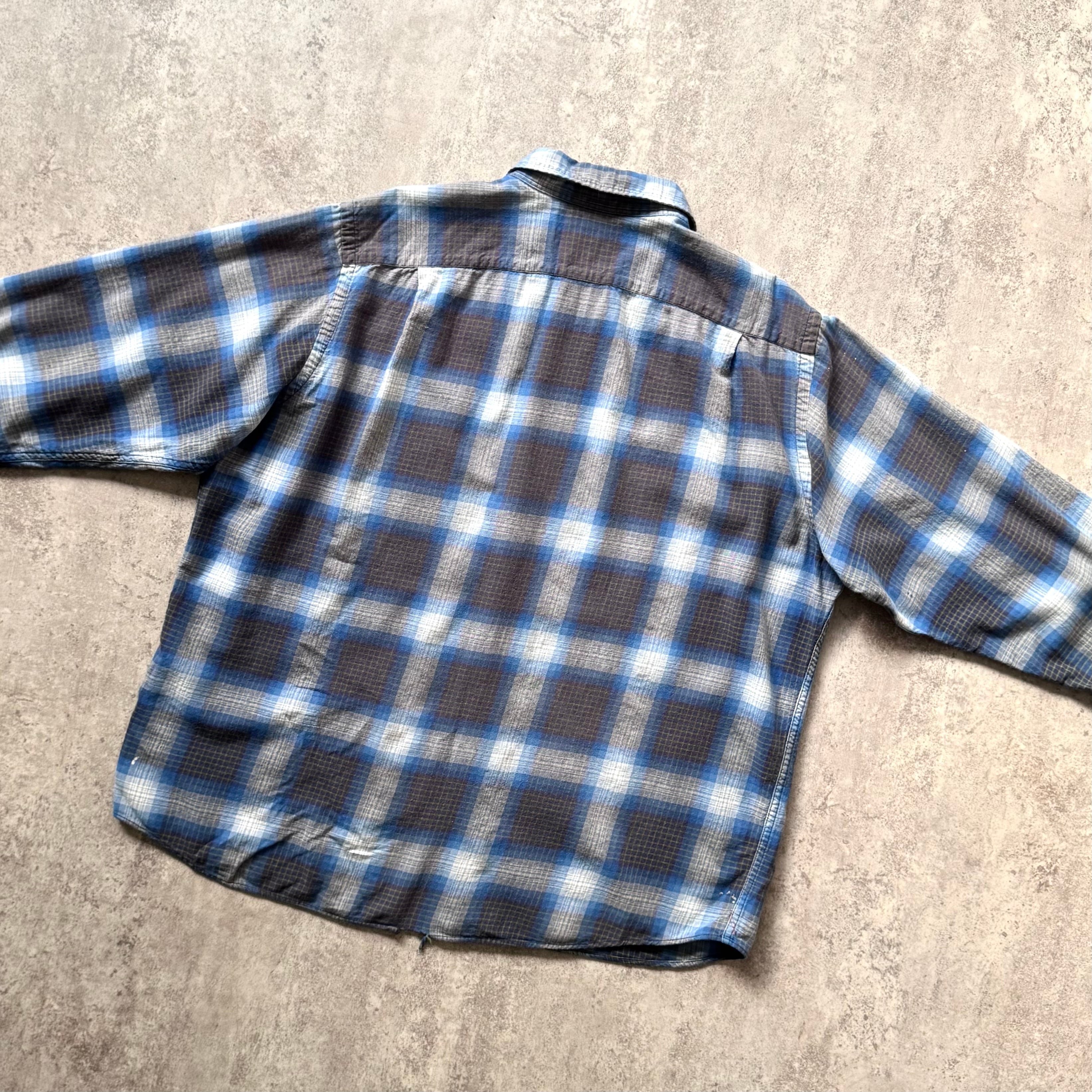 90s~ Polo sport ombre check cotton wool shirt | Muri vintage