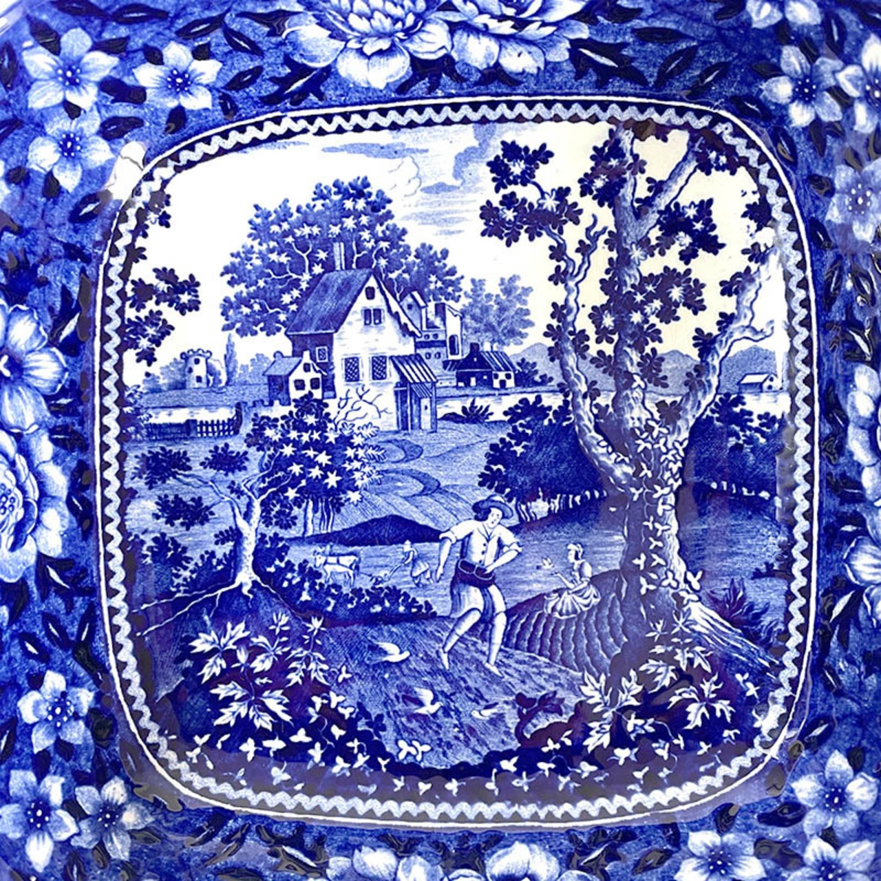 ビレロイ＆ボッホ 深皿 中サイズボール　農村風景（ネイビー） 12TWdr13-2