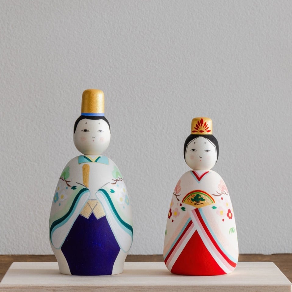 桜井こけしのひいな】〔道具セット〕貴心松華〈立雛〉松竹梅模様