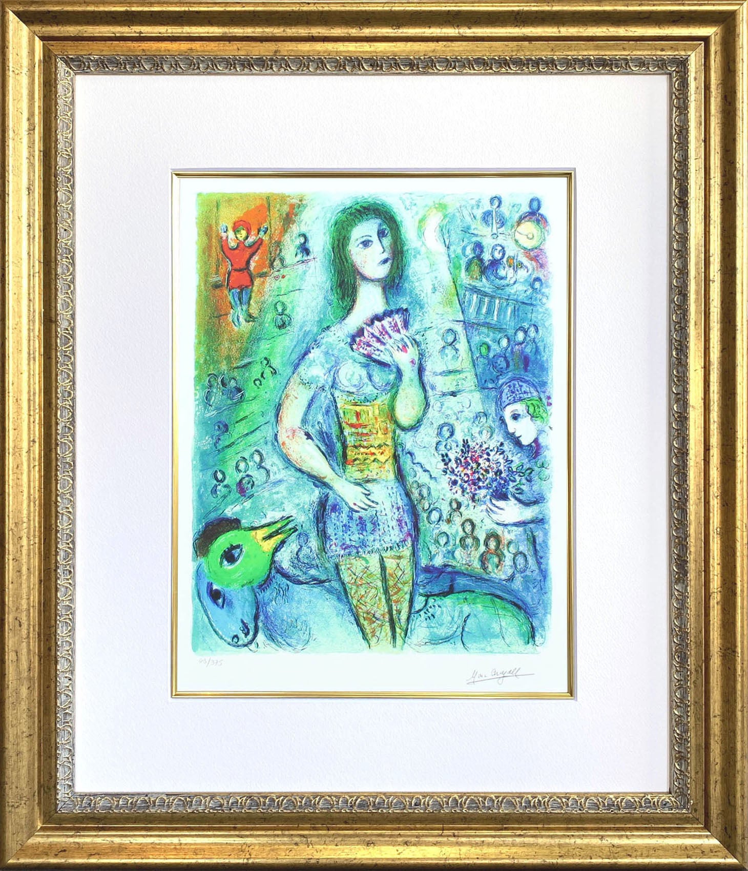 マルク シャガール絵画「サーカス ファンダンサー」額縁4色選択可能 作品証明書 展示用フック 限定375部エディション付複製画ジークレ