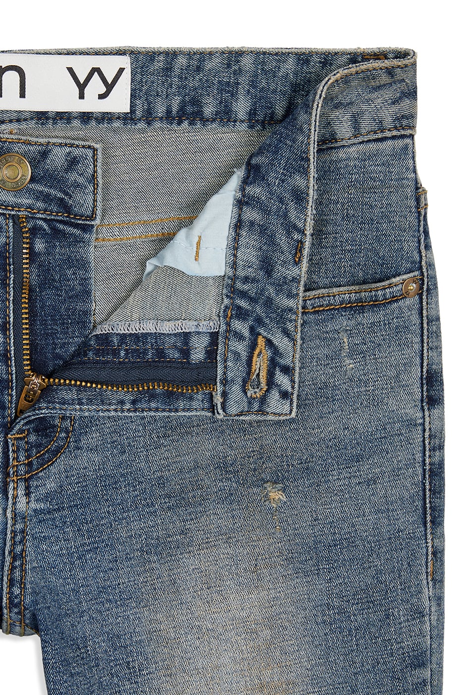 デニム・ジーパン OPEN YY : 25SS / ZIP SLIT SKINNY JEANS (BLUE) OPEN YY] ZIP SLIT SKINNY JEANS, BLUE 正規品 韓国ブランド