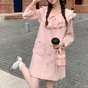 Powder Pink Doll Collar Dress 5005