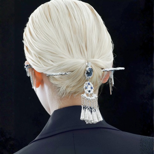 Silver tassel hairpin C1582
