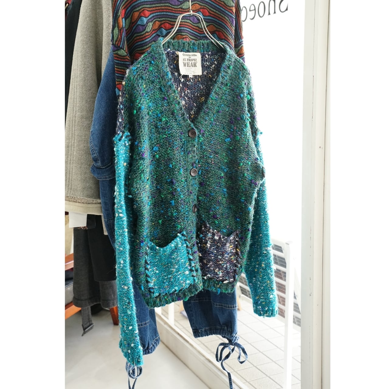 Carole Little for ST.TROPEZ WEAR ミックスカラー ネップ切替 ニットカーディガン(表記M・実寸M相当)|NA450