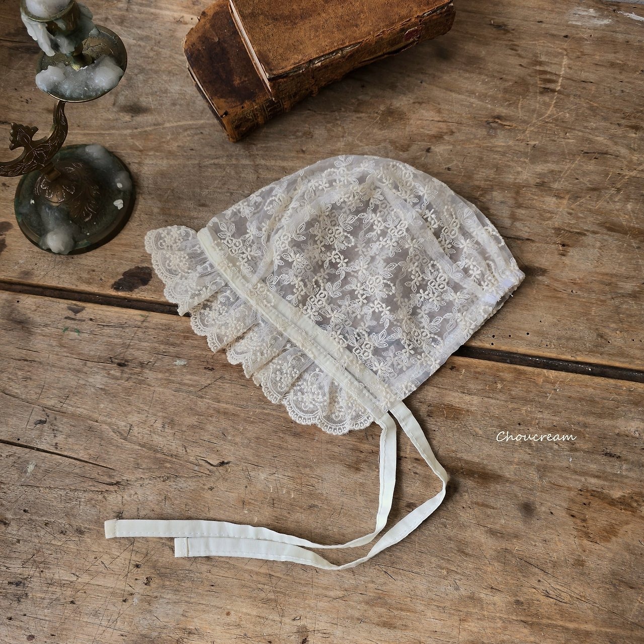 [choucream] Lace Frill Bonnet / [슈크림] 레이스프릴보넷