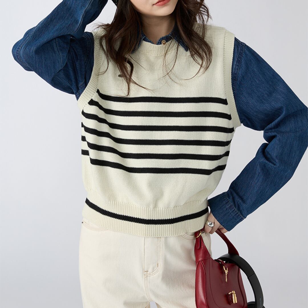 striped small casual knit vest