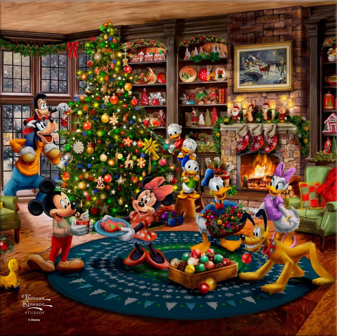 ディズニー絵画 ミッキー＆ミニー/トリミング ザ ツリー 展示用フック 