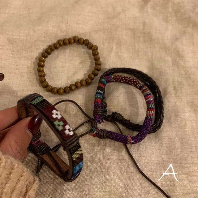 Somedayif民族風の編みブレスレット 12点セット