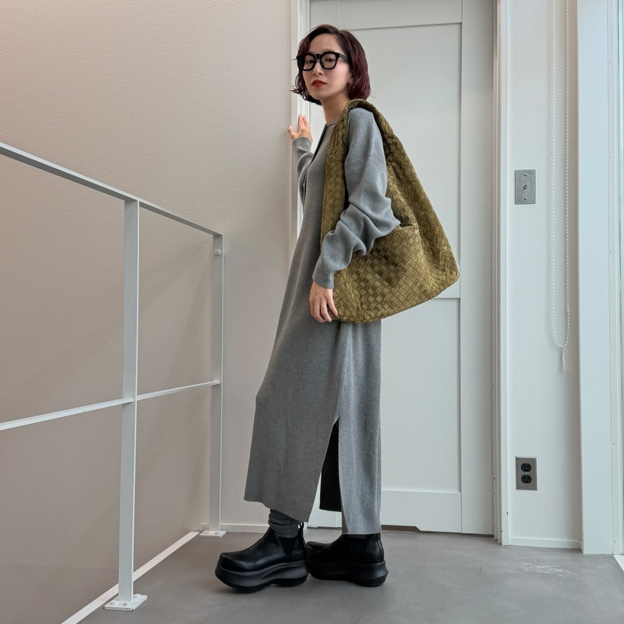 ポロニットロングOP/グレー