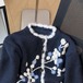 3色／デザインフラワー刺繍ニットカーデ ・12569