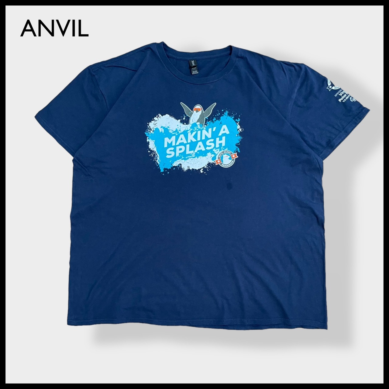 【ANVIL】3XL ビッグサイズ ポーラープランジ 飛び込み イベント系 Tシャツ RPOLAR PLUNGE FESTIVAL バックプリント スポンサー 企業ロゴ ネイビー 半袖 US古着