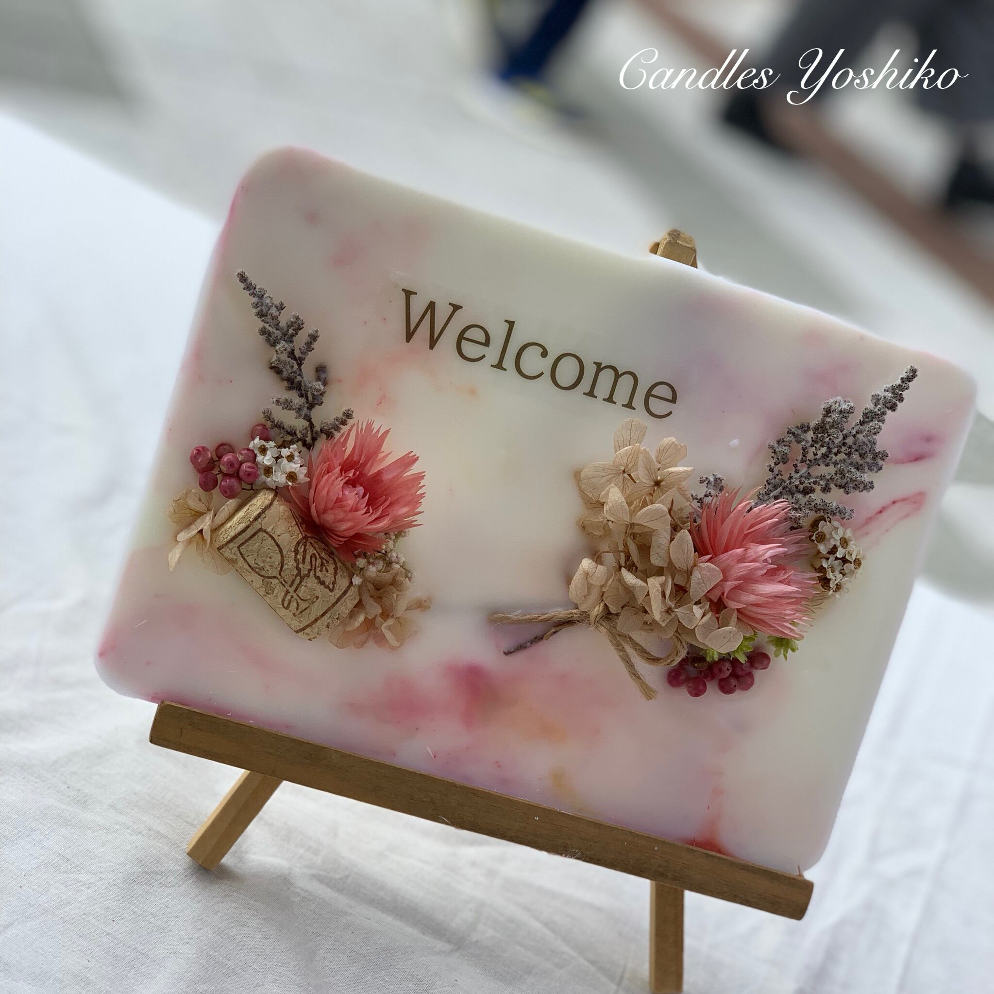 ウェルカムボード(アロマワックス)ライトグリーンの花 | GRACE candlesy