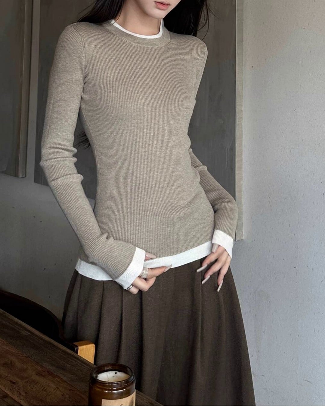 ラウンドネックツーピーストップス A24474