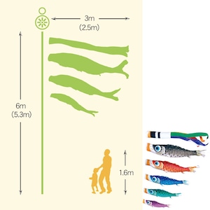 夢はるかガーデンセット　３M８点セット（徳永鯉のぼり）