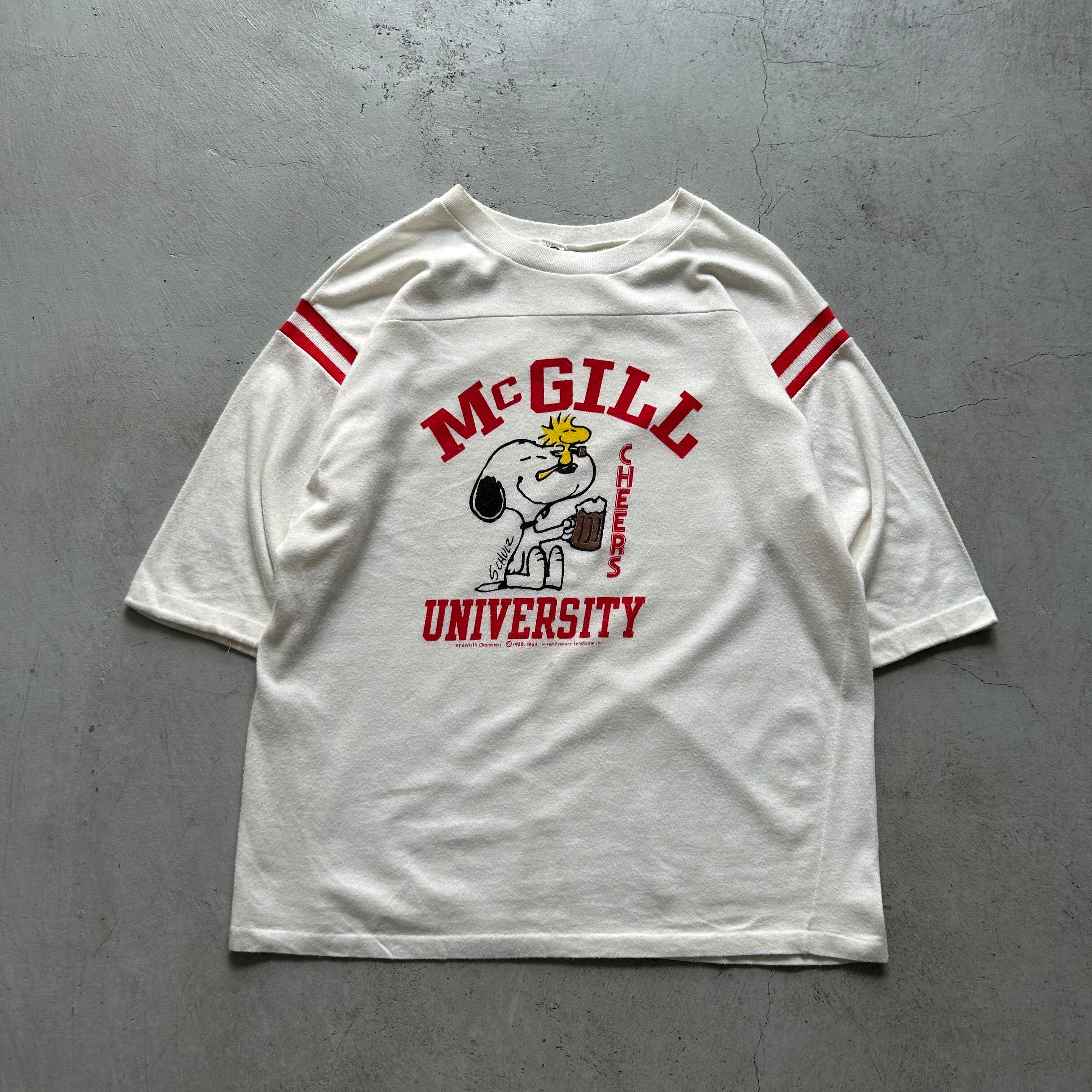 1980s MCGILL UNIVERSITY "Peanuts Characters" football T-shirt【高円寺店】
