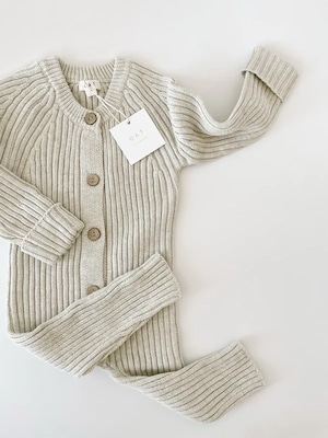 OAT /  Gray Marle Ribbed Knit Playsuit (1-2y,2-3y)