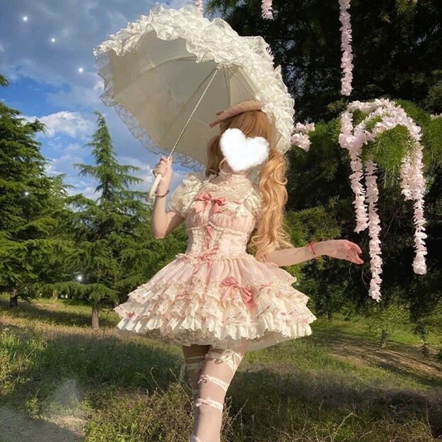 甘ロリ ピンク ワンピース フリル リボン レース ロリータ ロリータファッション 甘ロリピンクフリルワンピース | ロリィタ