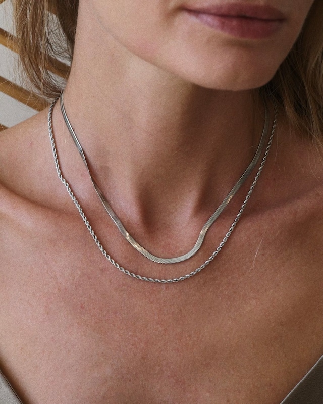 316L snake double chain necklace［silver］#n159