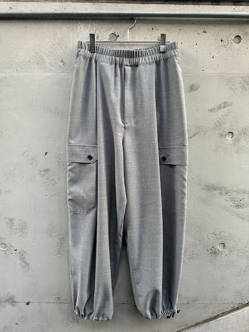 『VOAAOV』Summer Wool Like Wide Cargo Pants / GREY