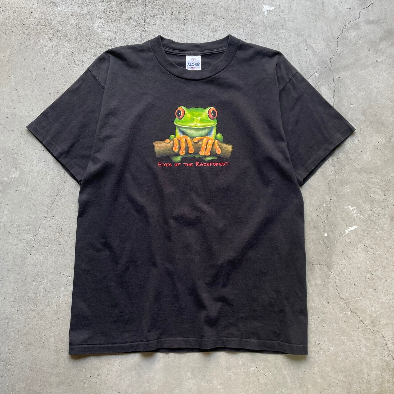 00年代 USA製 EYES OF THE RAINFOREST カエル プリント Tシャツ メンズ
