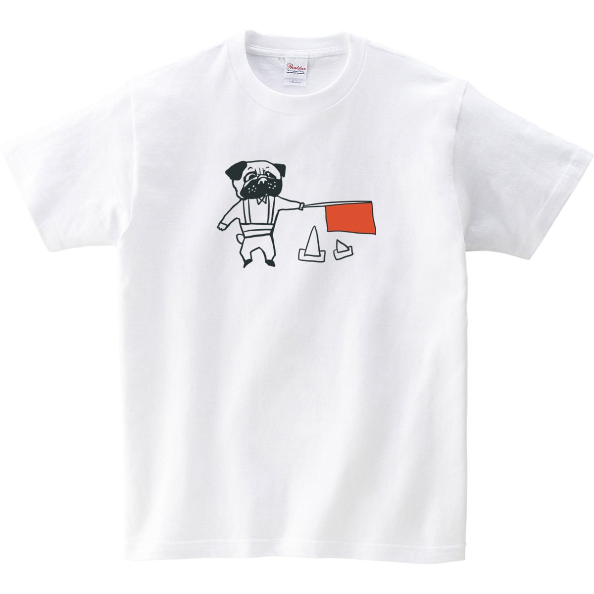 交通誘導 パグ Tシャツ dog58 犬 ブヒ パグ 好き 服 ゆるい イラスト