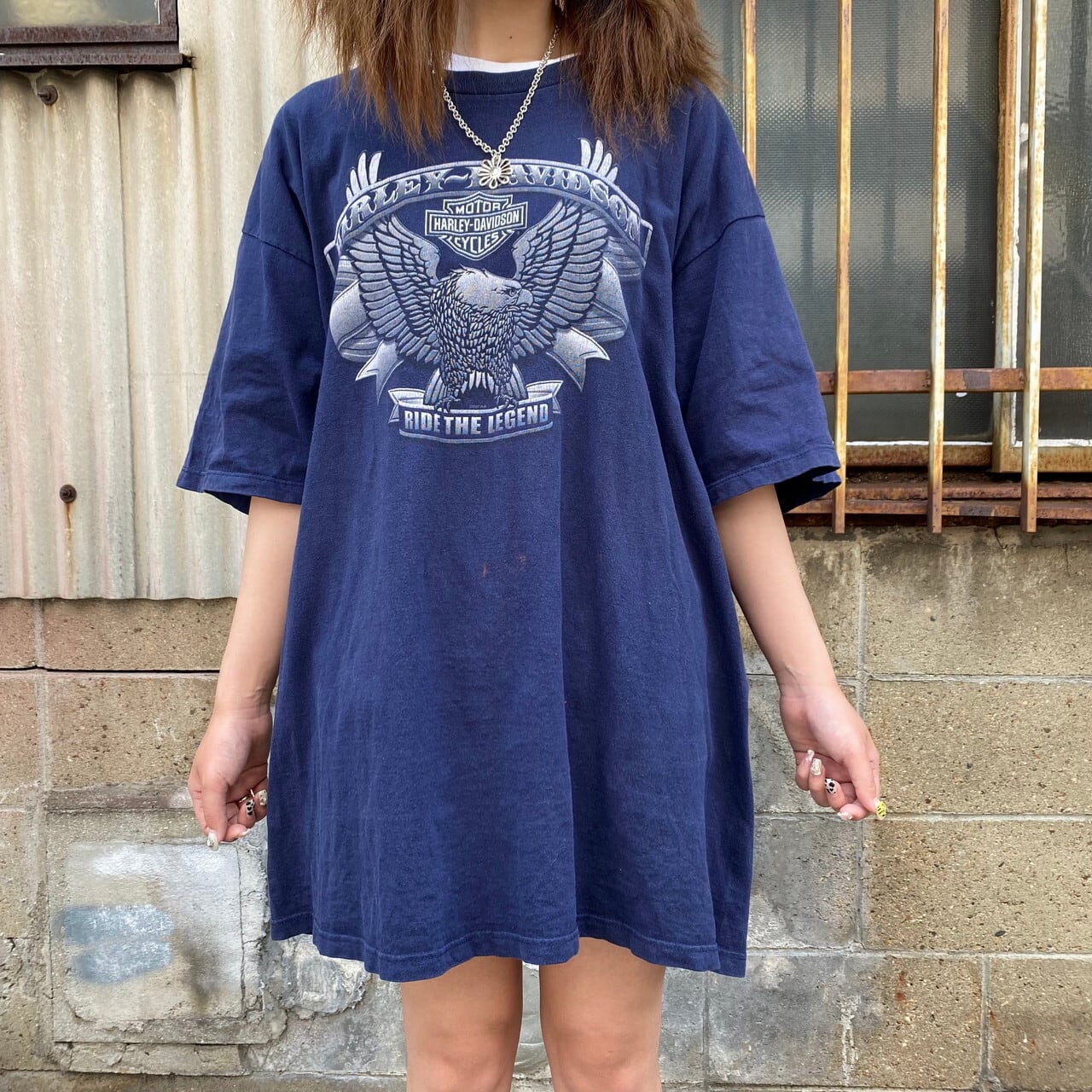 【希少】 ハーレーダビッドソン 両面プリント tシャツ ネイビー 2XL